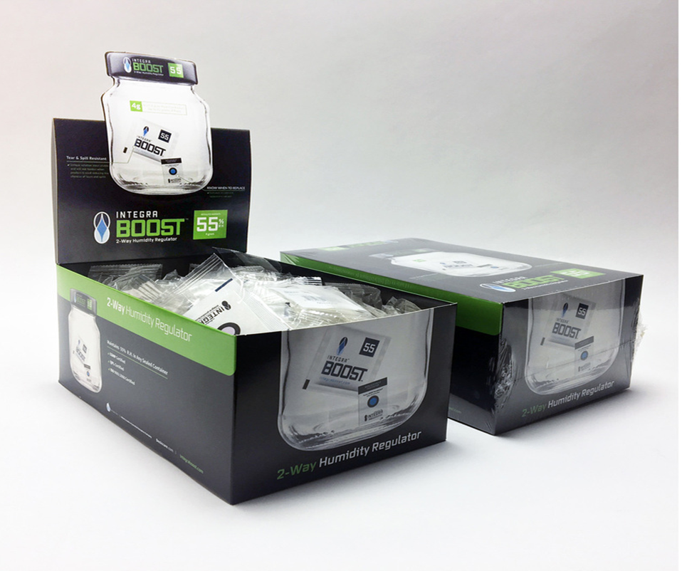 Preserve, prolong and protect herbal medicines, tobacco and cannabis supplies! Desiccare individually wrapped 4-gram Integra BOOST® 2-way humidity control packs with HIC's are retail packaged and available in 55% and 62% rH styles. FDA-compliant, 99% biodegradable, non-toxic and salt free.