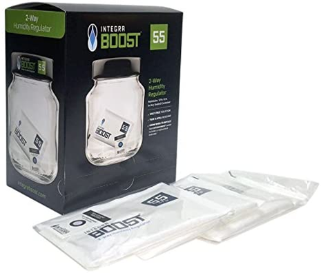 Perfect for retail purposes or dispensary jars that regularly opened throughout the day, patented Integra BOOST® 67 gram packet with humidity indicator will expertly manage humidity levels—preserving the life of your herbal medicine you’re storing. BOOST® products are salt-free, spill-proof and FDA-food grade complaint