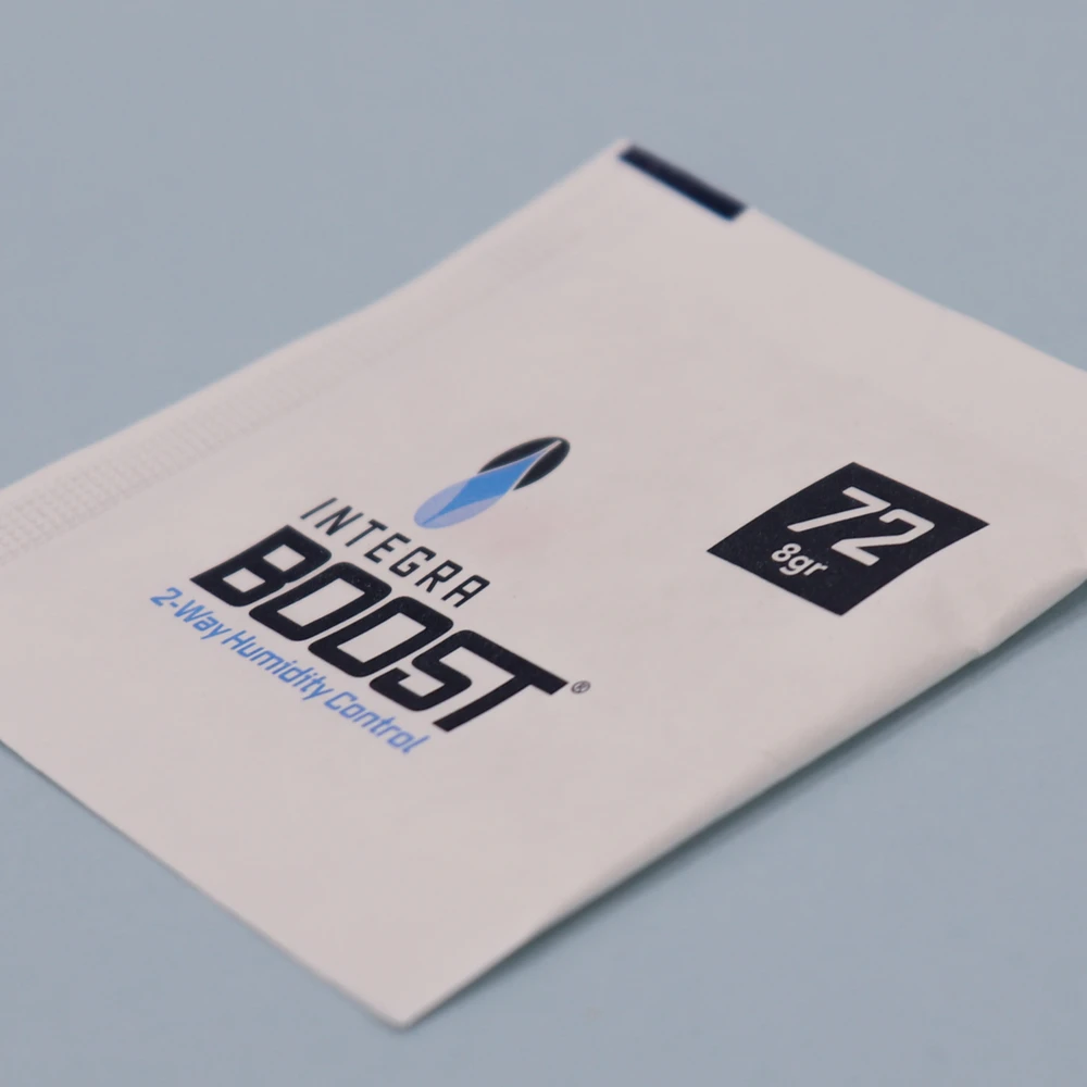 Preserve, prolong and protect herbal medicines, tobacco and pantry supplies! Desiccare 8-gram bulk packed Integra BOOST® 2-way humidity control packs are available in 72% RH and FDA-compliant, 99% biodegradable, non-toxic and salt free