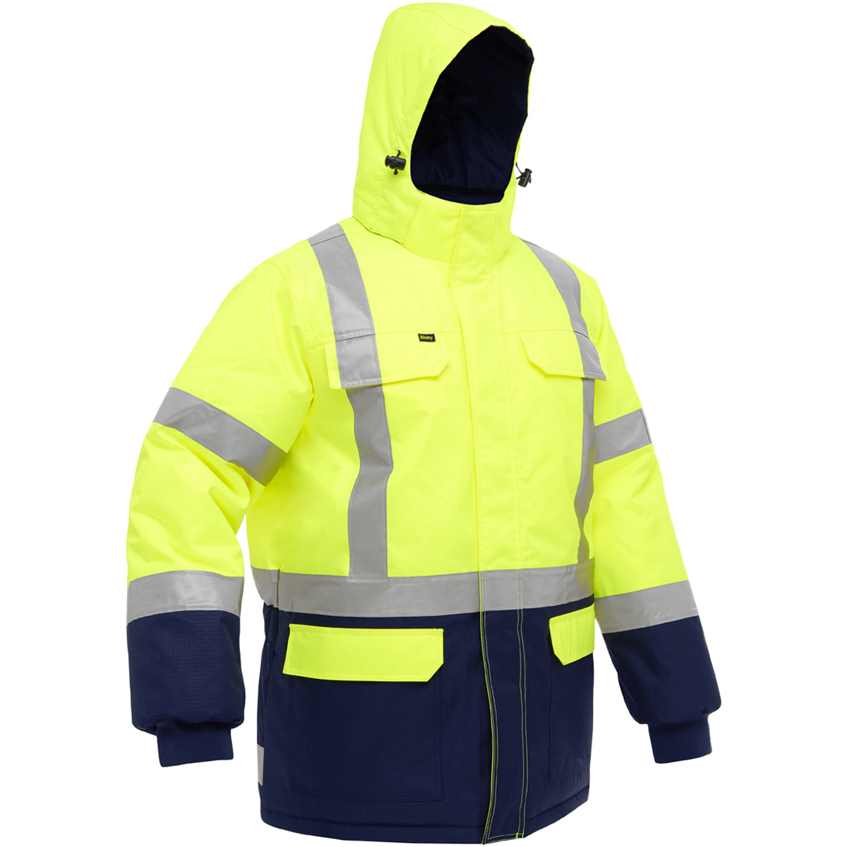 These Bisley® Extreme Cold Hi-Vis Yellow ANSI 107 Class R3 Industrial Work Jackets are engineered with high-performance bio-based recycled materials to provide advanced thermal protection against extreme cold climate hazards while diverting plastic water bottles from landfill.