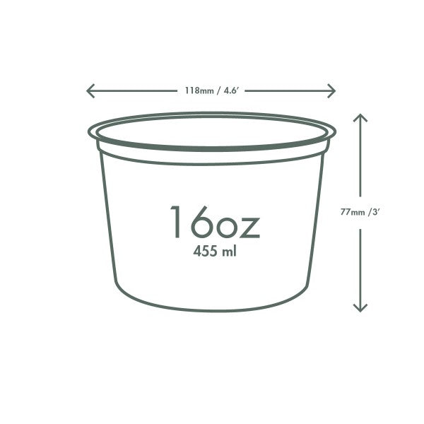 Vegware™ commercially compostable clear round 16-oz deli containers are made from plant based PLA -an eco-friendly plastic alternative that's independently certified to break down in 12 weeks.