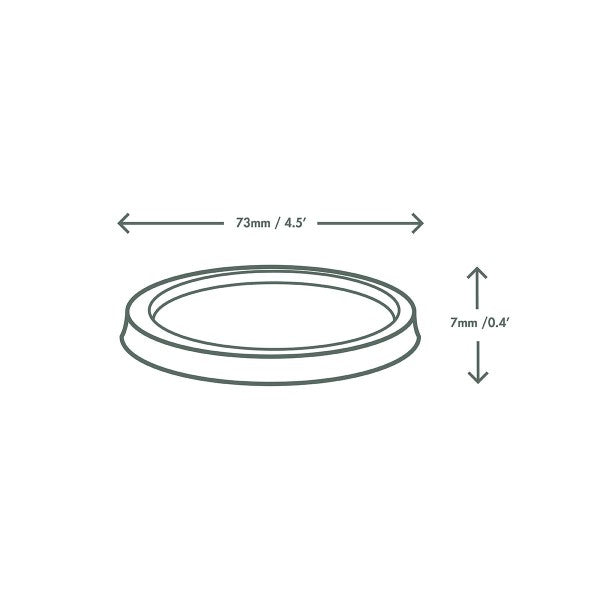 A flat round lid to fit Vegware's 2-4oz portion pots. Offers a great seal and easy stacking. Stop that sauce escaping.