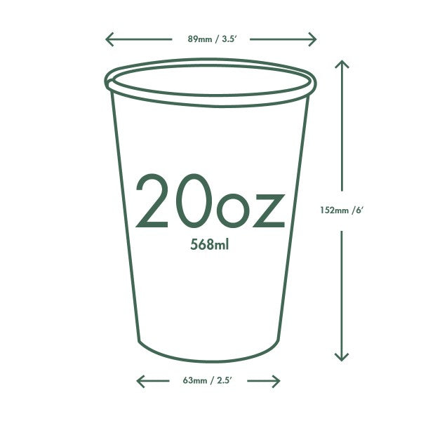 Vegware™ compostable 20-oz Single Wall Hot Paper Cups are made from sustainably sourced board and lined with plant-based PLA. Independently certified to break down in 12 weeks..
