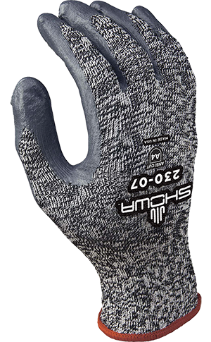 SHOWA® 230 Zorb-IT Nitrile Cut-Resistant Glove, ANSI A4, Black/White/Gray