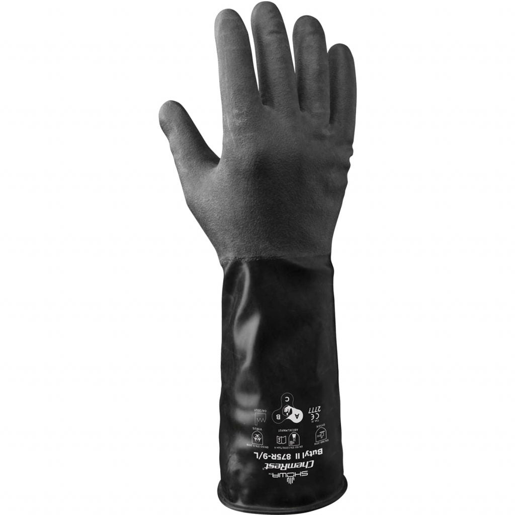 SHOWA® 875R Chemical-Resistant Unsupported Butyl Glove, Rough Finish, 14"