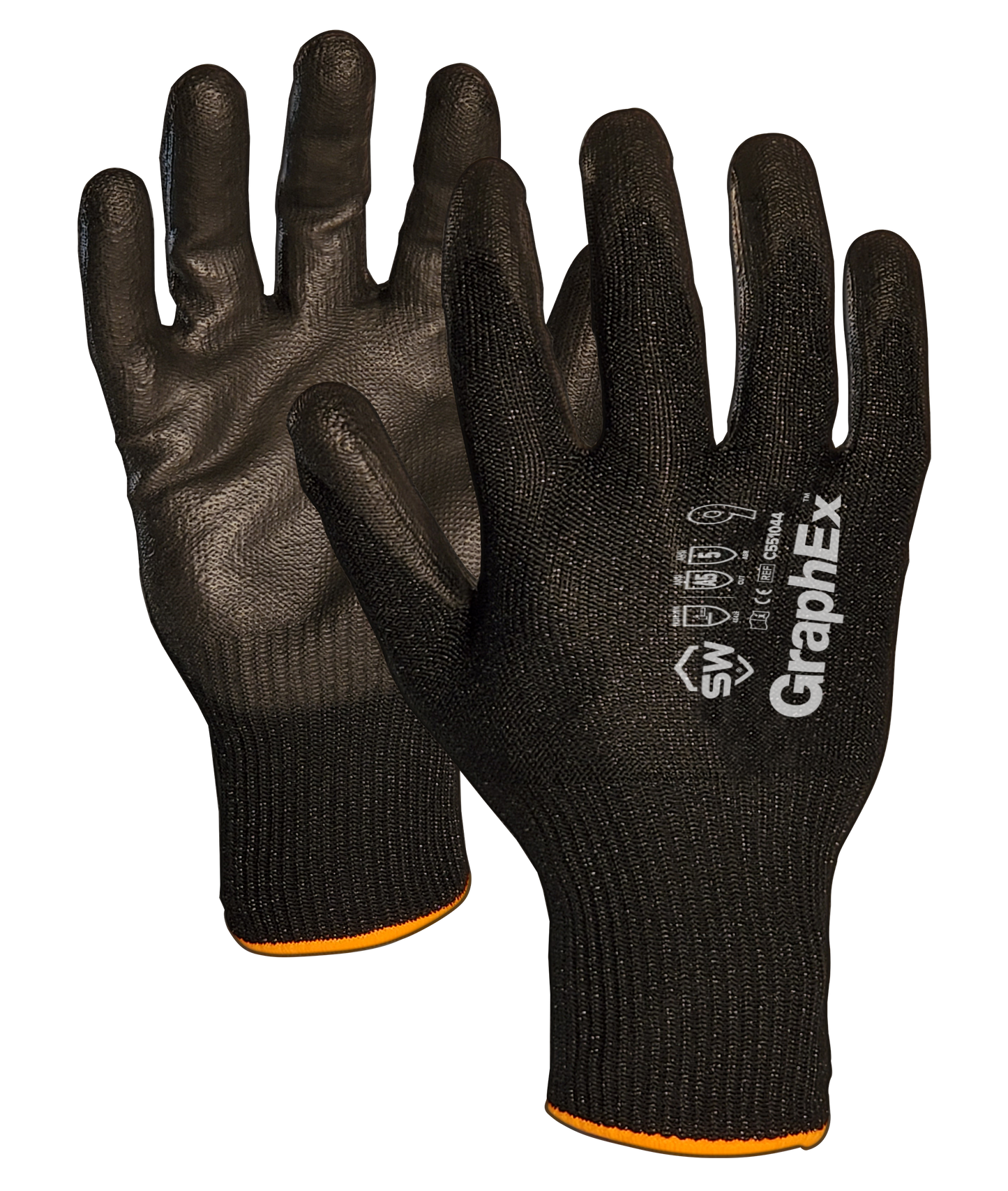 SW® GraphEx® C55104 AxiFybr® Cut Resistant PU Work Gloves, ANSI A5, 13 Gauge