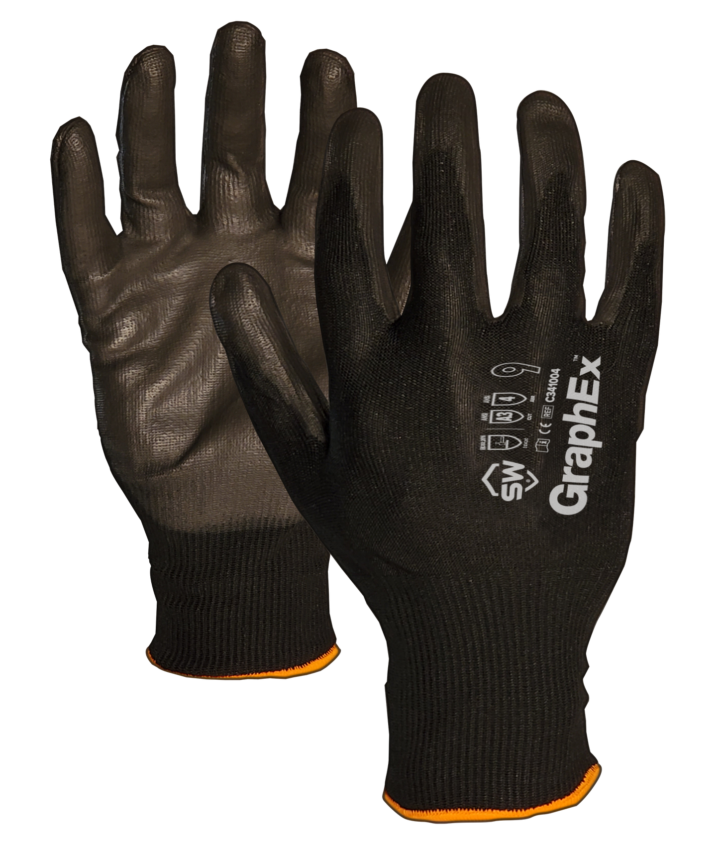 SW® Graphex™ C34100 18G A3 Cut-Resistant PU Coated Work Gloves, Touchscreen Compatible
