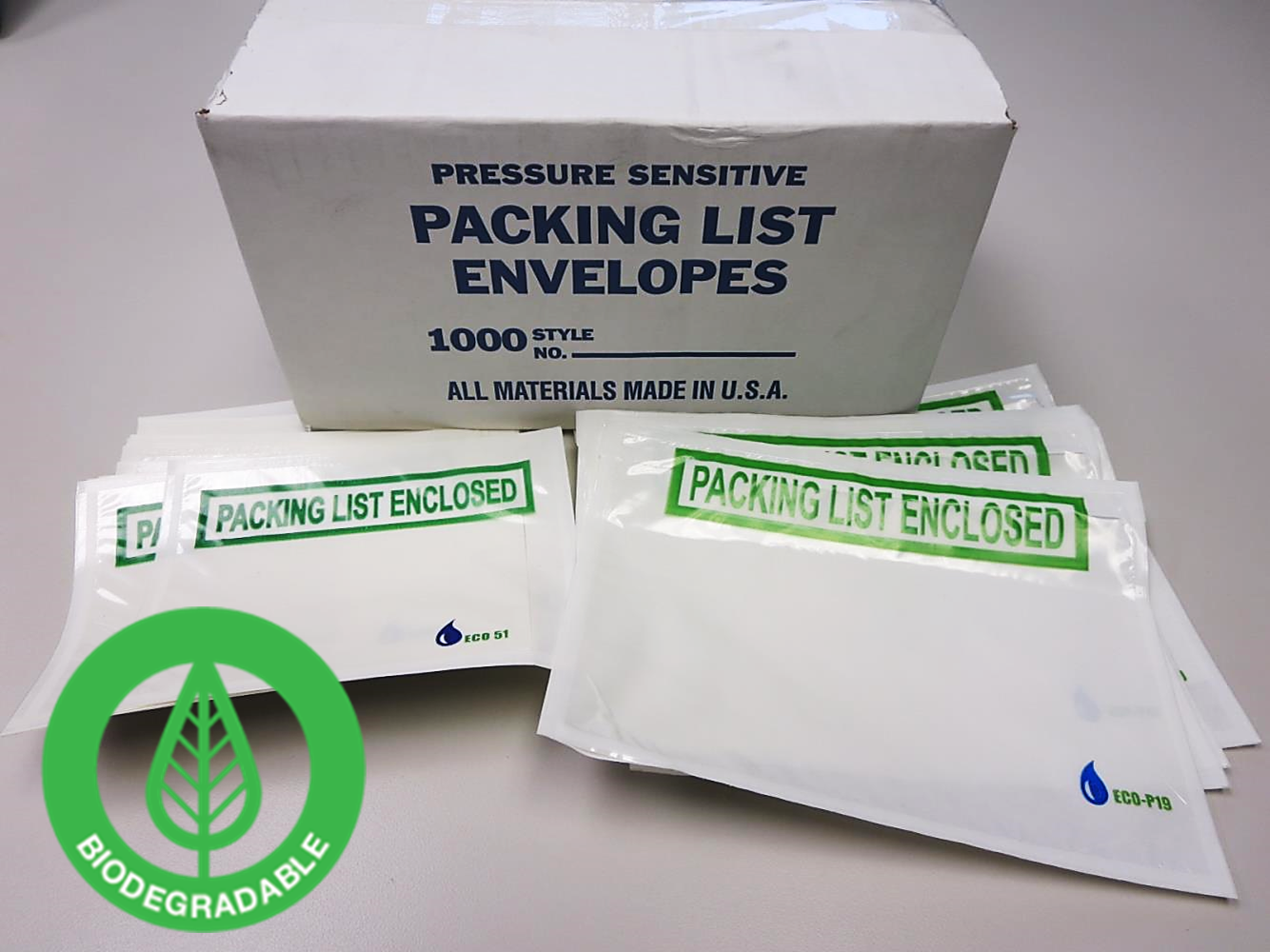 These 7.5" x 5.5" slips meet ASTM  D5511 standards while the ECO-ADM technology brings shippers and corporations enhanced biodegradable packaging supplies to make an impact in the earth friendly environmental movement.