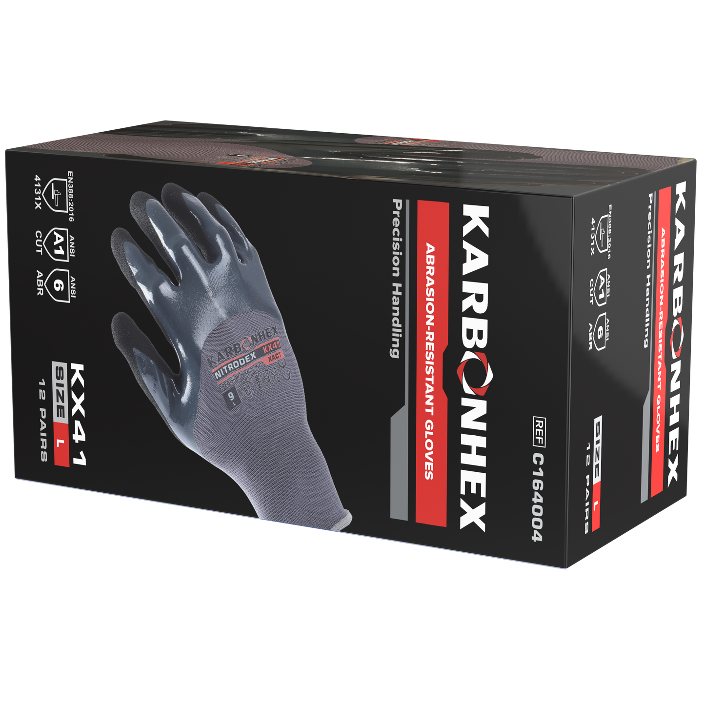 SW® KarbonHex™ KX41 C16400 18G Dual-Layer Nitrile Coated Work Gloves, Sandy Foam Grip