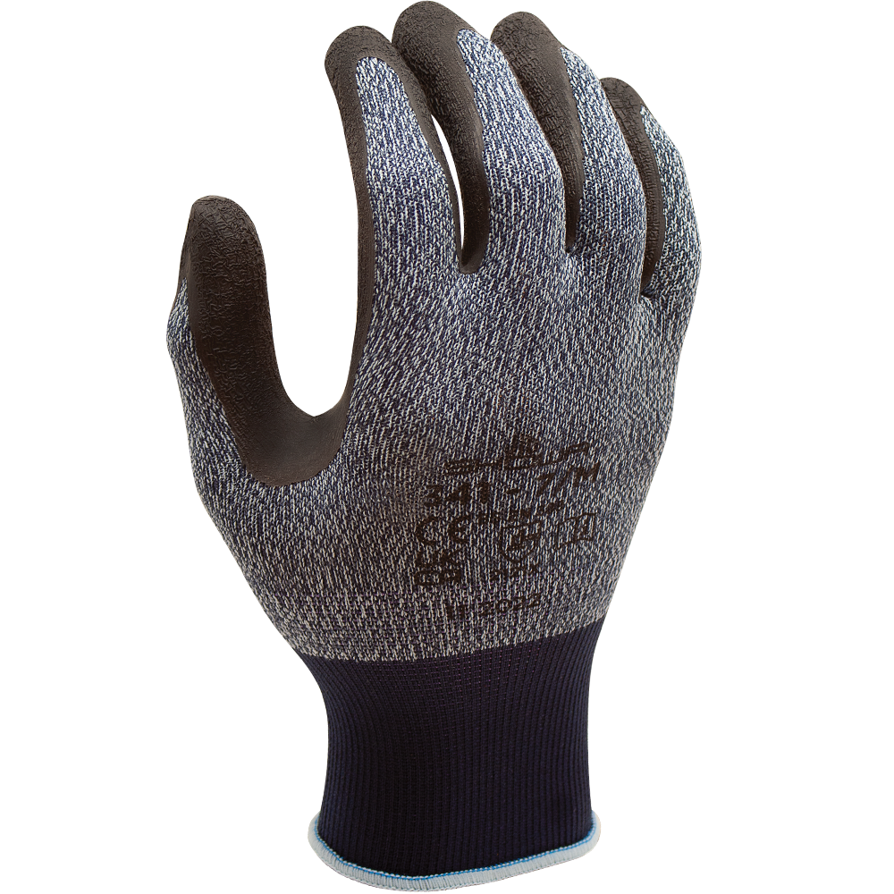 SHOWA® ATLAS® 341 Water-Resistant Natural Rubber Grip Glove, Grey/Charcoal