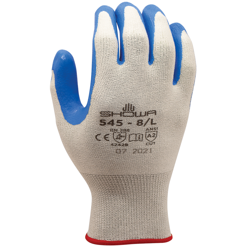 SHOWA® 545 HPPE Nitrile Cut-Resistant Glove, ANSI A2, Gray/Blue