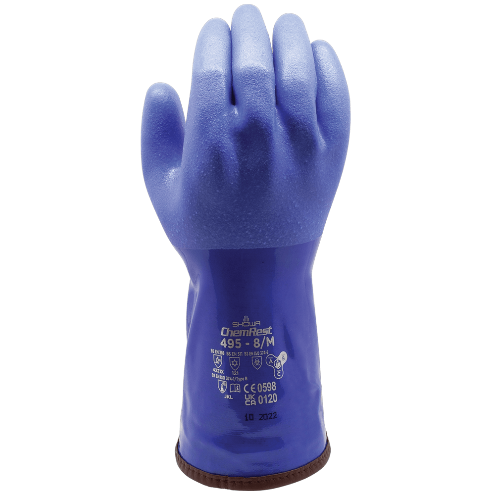 SHOWA® 495 Insulated Chemical-Resistant PVC Glove, Removable Liner, Triple Dipped
