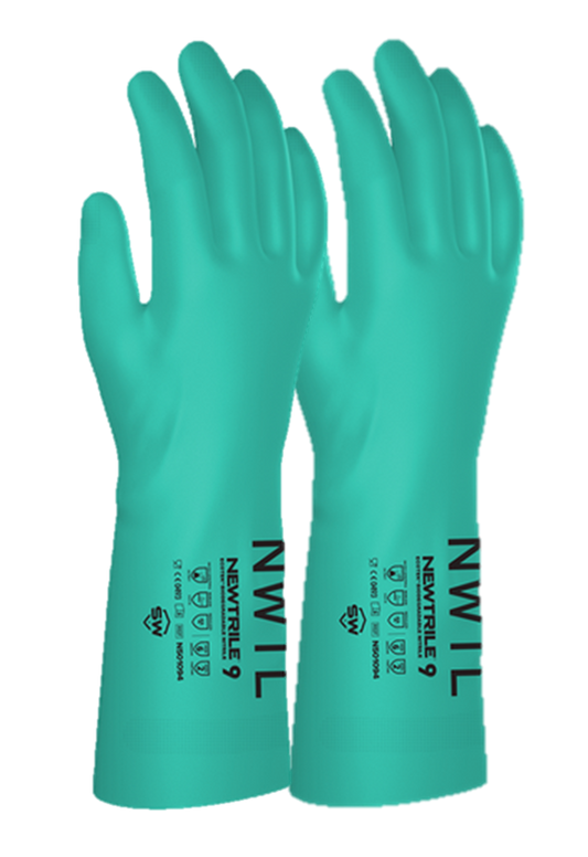NU11-RD-ECO-GR SW® Sustainable Solutions  NewNitrile® EcoTek® 11-mil 13-inch Unsupported Unlined Nitrile Chemical Resistant Gloves