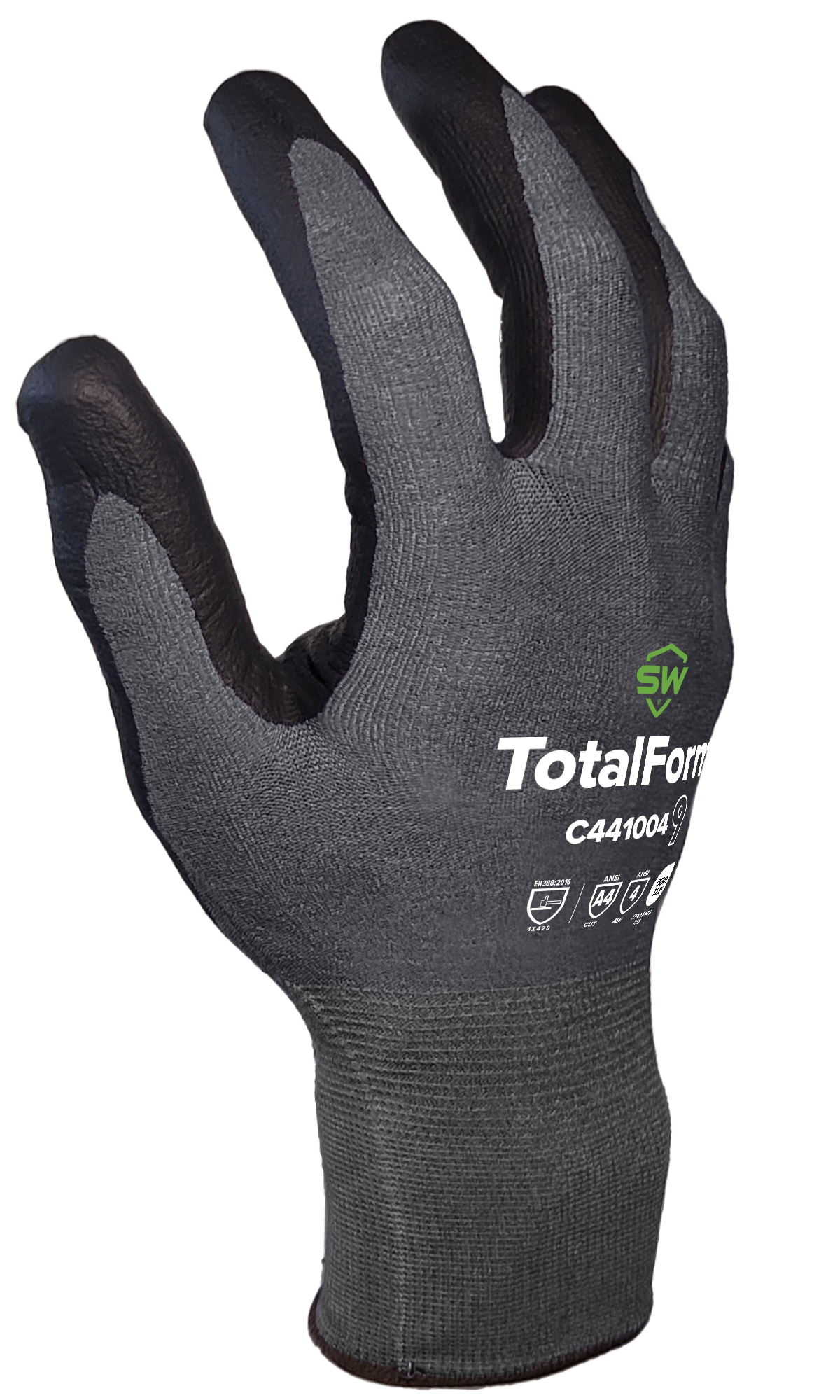 SW® TotalForm® TF-44BK EcoTek® AxiFybr® Cut Resistant Nitrile Work Gloves, ANSI A4, 18 Gauge