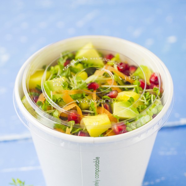 A clear cold flat lid for Vegware's 115-Series soup containers.