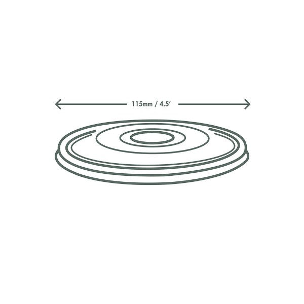 A clear cold flat lid for Vegware's 115-Series soup containers.