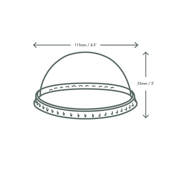 Vegware™ VL115D Compostable Clear Dome PLA Cold Lid fit Vegware's 115-Series soup containers