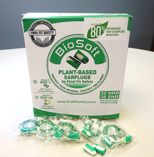 ECOSeries™ Mega Bullet™ BioSoft™ BSF-1 single-use uncorded ear plug is the first to be made from bio-based technologies.