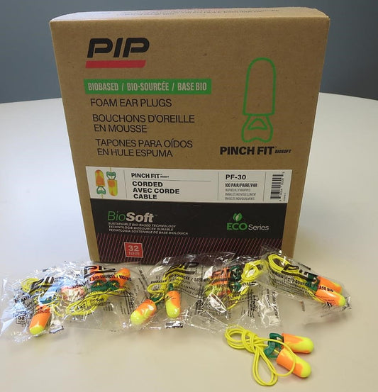 Pinchfit™ BioSoft™ Disposable Bio-based Corded Foam Ear Plug with Pinchfit™ Technology - NRR 32 #PF-30