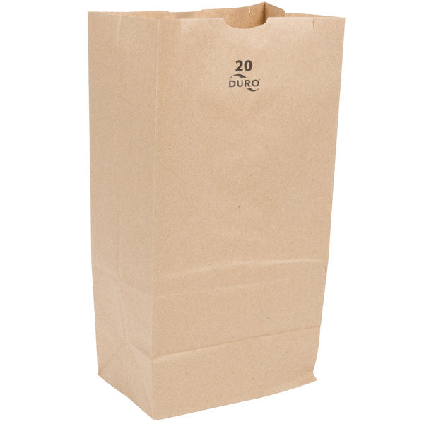 These Duro Bag® 8.25 x 5.31 x 16.12 Dubl Life® 40# 20lb SOS Brown Paper Bags with gusseted flat bottom are reusable, recyclable, BPI® compostable and SFI® sourcing certified. Sold 500 per bundle.