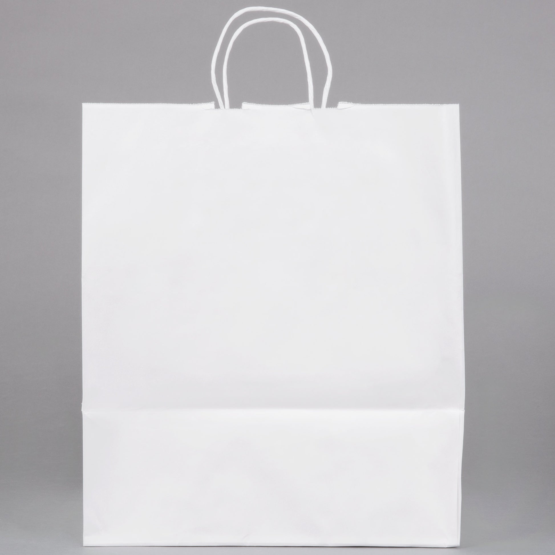 These popular 10in x 6.75in x 12in Duro Bag® 60# White Bistro Paper Shopping Bags with gusseted flat bottom and paper twist handles are BPI® and SFI® certified. Sold 250 per bundle.
