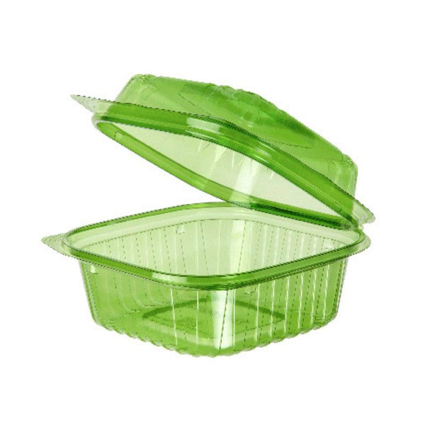 6 x 6 x 3in PLA clamshell, part of the Veridian range. A see-through hinged clamshell for bakery items, fruit and side salads, so customers can see exactly what they are buying.