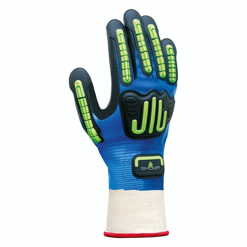 SHOWA® 377-IP Nitrile Foam Impact-Resistant Glove w/ Bumper Guards, Blue/Black