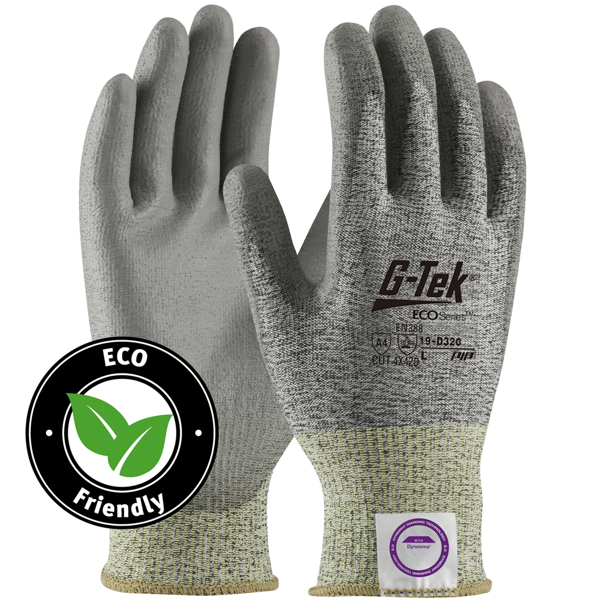Eco-friendly PIP® G-Tek® 19-D320 ECOSeries™ 3GX® PU Coated A3 Bio-Based Safety Gloves