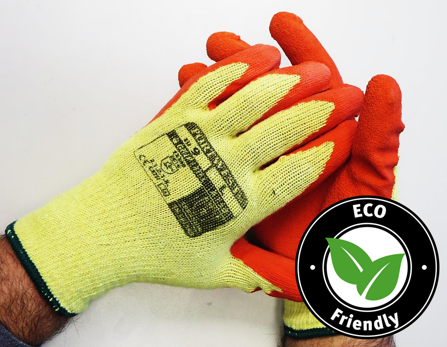 These highly breathable Portwest® A150 Hi-Vis Industrial Work Gloves feature a 10-gauge breathable seamless string knit glove constructed with environmentally recycled yarn and with contrasting crinkle latex coated palms for unmatched grip and enhanced signaling.