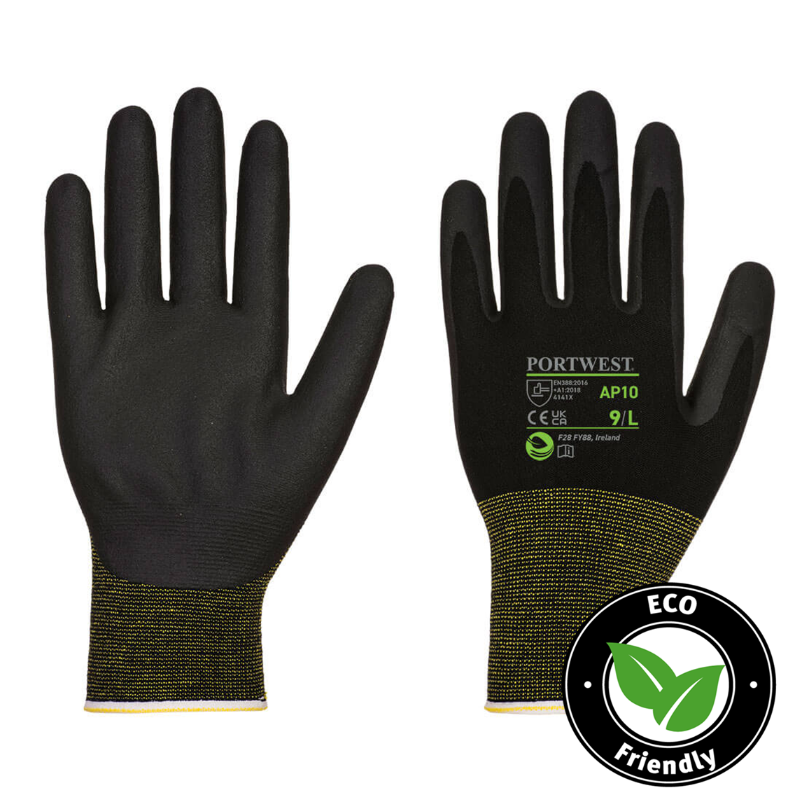 Portwest® Planet Eco-friendly AP10-NPR15 Foam Nitrile Coated Work Gloves are constructed with an antimicrobial glove shell featuring sustainable bamboo fiber that's highly absorbent!