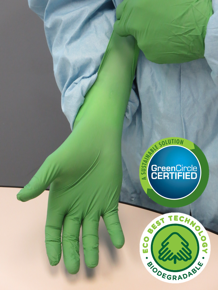 Showa® 6110PF Green EBT Nitrile Gloves Biodegrade 82 in 386 Days