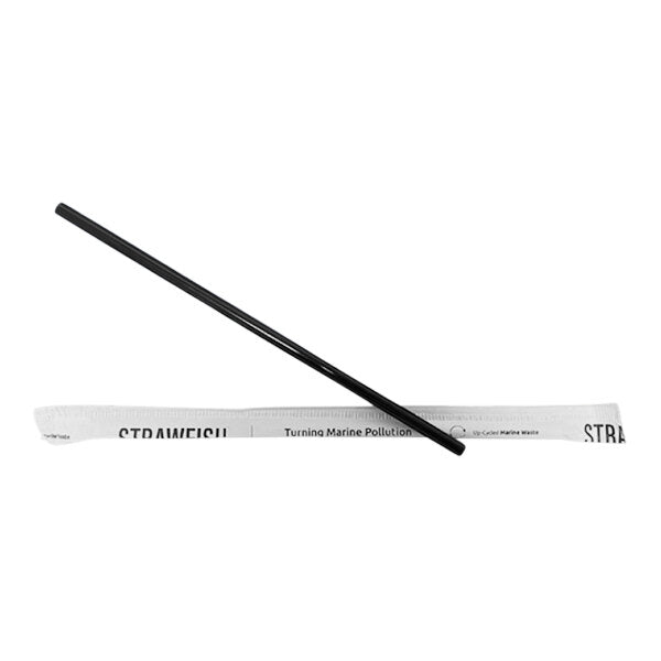 StrawFish® 6237070 Wrapped Standard Plus Straw, 7.75in x 8mm - Black