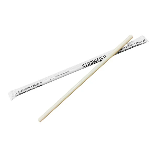 StrawFish® 6237032 Wrapped Smoothie Straw, 8.5in x 8mm - Natural