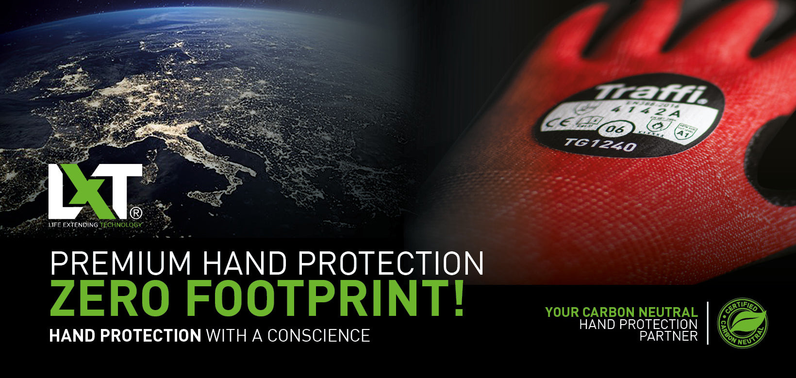 Traffi® TG1240 MicroDex LXT® Nitrile Coated Cut Level A1 Red 15-gauge Safety Gloves are Carbon Neutral Certified, repels water and oil while providing hot contact resistance up to 212°F/100°C.