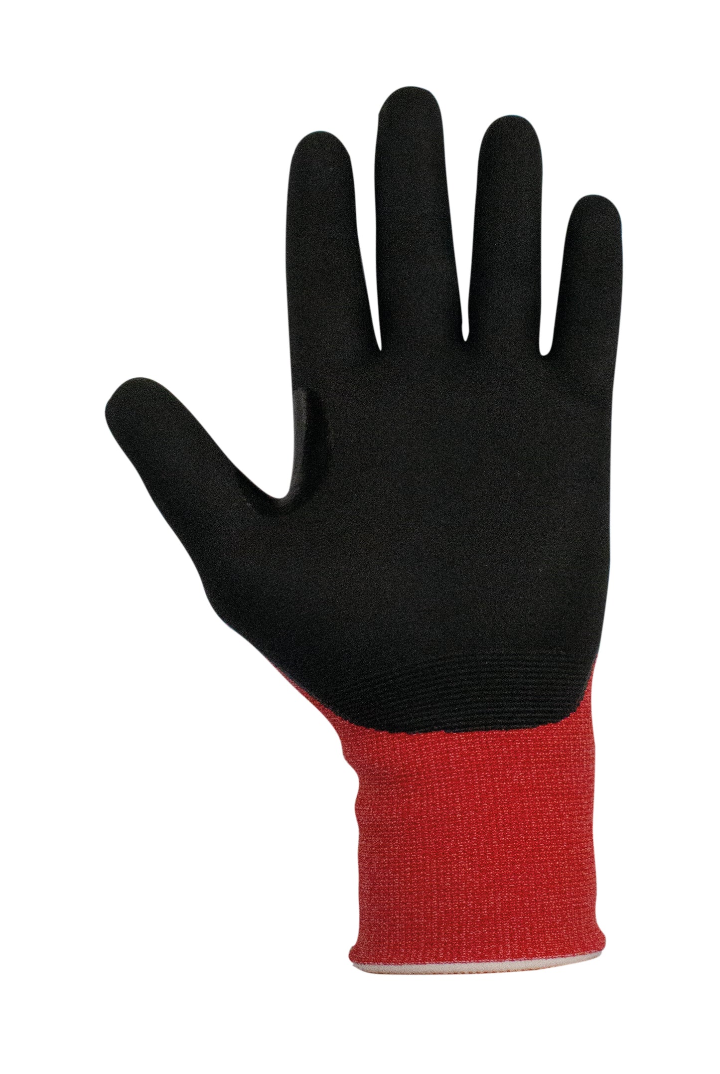 Traffi® TG1240 MicroDex LXT® Nitrile Coated Cut Level A1 Red 15-gauge Safety Gloves are Carbon Neutral Certified, repels water and oil while providing hot contact resistance up to 212°F/100°C.
