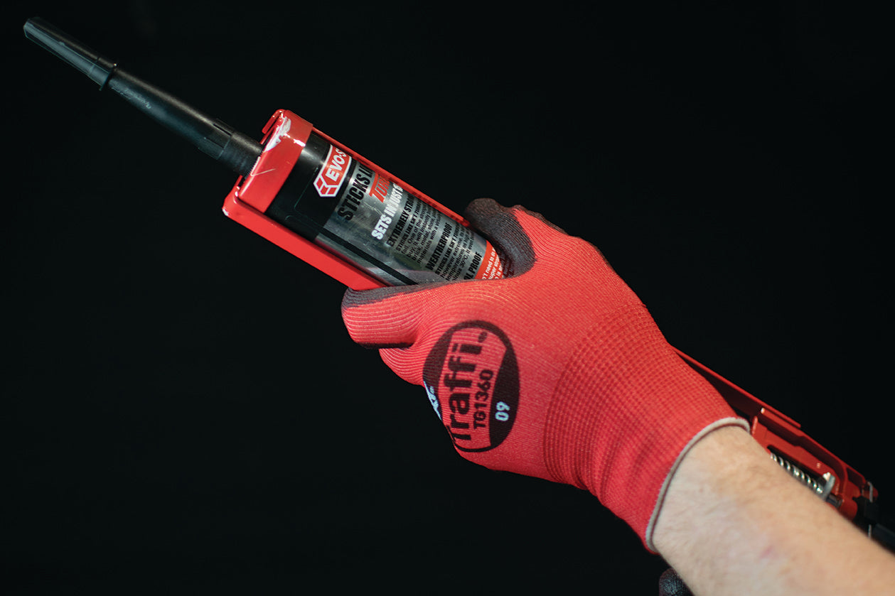 This Eco-friendly Traffi® TG1360 X-Dura LXT® Ultrafine Polyurethane Coated Red 18-Gauge Cut Level A1 Safety Gloves are Carbon Neutral Certified, repels water and oil while providing touchscreen compatibility.