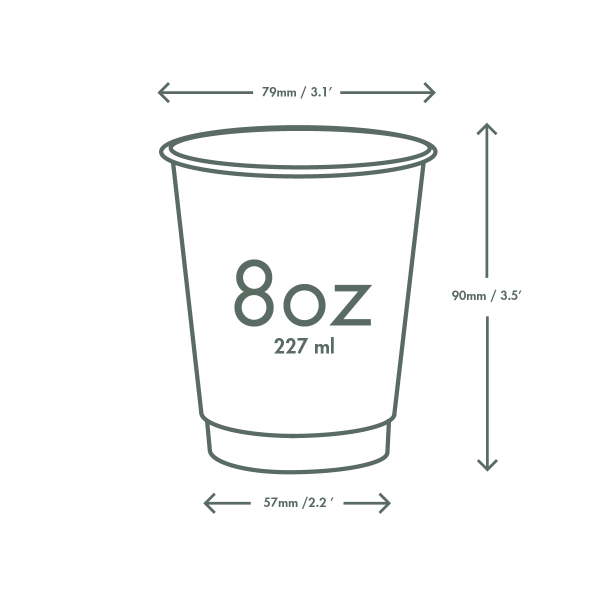 Vegware™ 79-Series compostable 8-oz Double Wall Brown Kraft Hot Beverage Cups are made from sustainably sourced board and lined with plant-based PLA that's independently certified to break down in 12 weeks. Perfect for smoothies, tea, coffee or soup.
