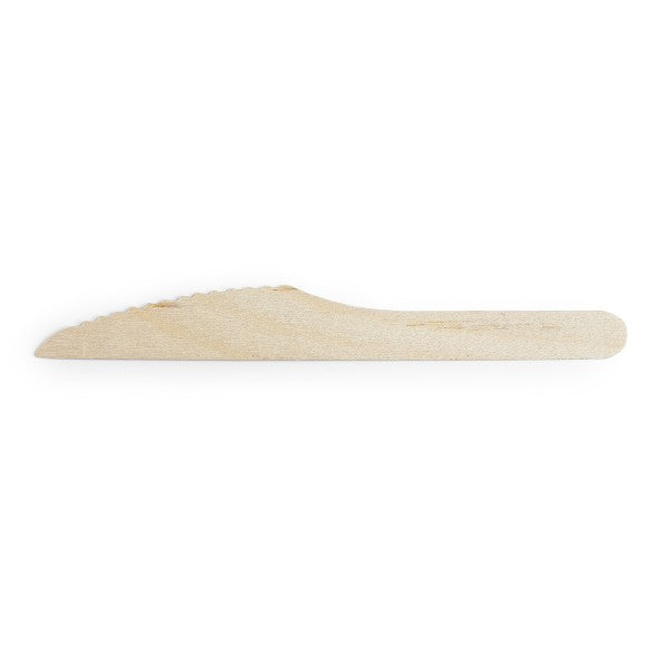 Vegware™ wooden knives are strong, sturdy and perform well in hot or cold foods. A great alternative to plastic cutlery. They provide a great first impression and are well accepted by customers.