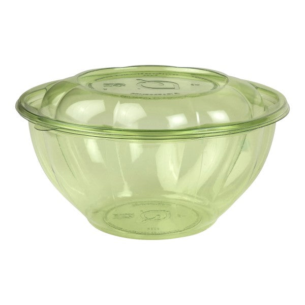 32oz PLA petal salad bowl with lid, part of the Veridian range. The entree-size petal bowl for grain bowls, poke and loaded salads, lid included.