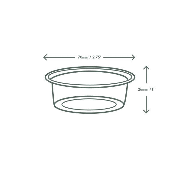 Commercially compostable 2-oz Portion Cups are made from plant-based PLA and are independently certified to break down in 12 weeks. Use for small portions of any foods or liquids.
