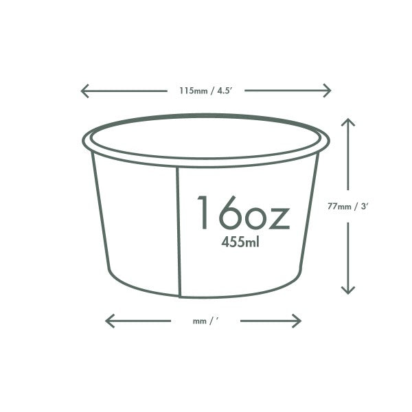 Ideal for ice cream sundaes, pastas, yogurt, stews, soups and more, Vegware™ 115-Series compostable 16-oz Soup Containers are lined with plant-based PLA and independently certified to break down in 12 weeks.