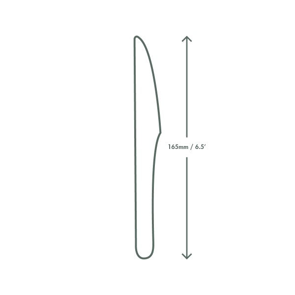 Vegware™ certified compostable 6.5in knives are made from plant-based CPLA and are independently certified to break down in landfill within 12 weeks. They are ideal for hot and cold food.