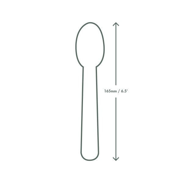 Vegware™ certified compostable 6.5in spoons are ideal for hot and cold foods and made from plant-based CPLA and are independently certified to break down in landfill within 12 weeks.