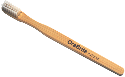 OraBrite® eco-friendly, quality-crafted 26 tuft adult compact head indicator toothbrushes are constructed of biodegradable bamboo, recyclable nylon-6 bristles and 100% recyclable paper packaging.