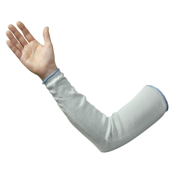 The Wells Lamont Industrial sustainable All Day® A2 cut resistant knitted sleeve protectors are constructed from recycled P.E.T. water bottles and lined with cotton.