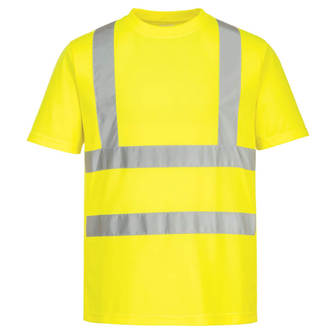 Portwest® Planet EC12 ECO Class 2 Hi-Vis Short Sleeve Work T-Shirts with reflective tape are made with recycled polyester & P.E.T. fibers