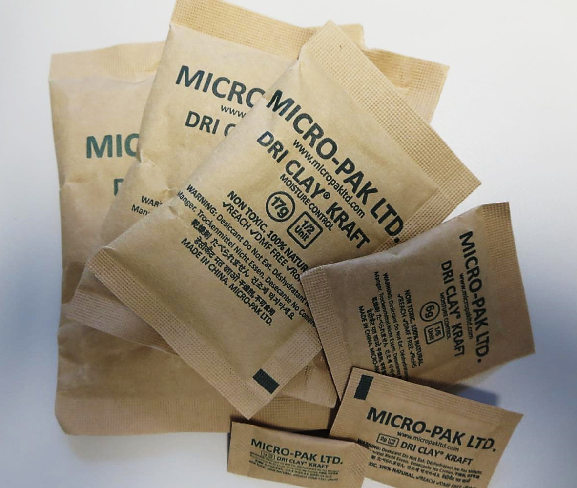 Micro-Pak® Dri Clay® Kraft All-Natural 1 Gram Clay Desiccant Packet is Biodegradable in Landfill and Outperforms Silica Gel & Calcium Chloride Moisture Absorbers