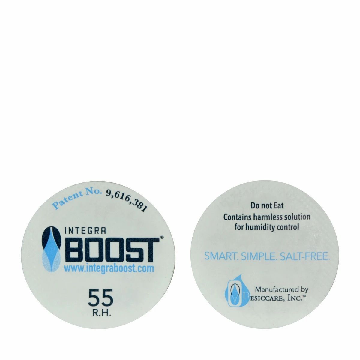 Integra Boost® 51mm Humidity Control Circles re salt-free, spill-proof and FDA-complaint so you can safely and confidently place Integra BOOST® circle packs directly inside a container or jar alongside your herbs or place inside lids to absorb and/or provide excess moisture as needed