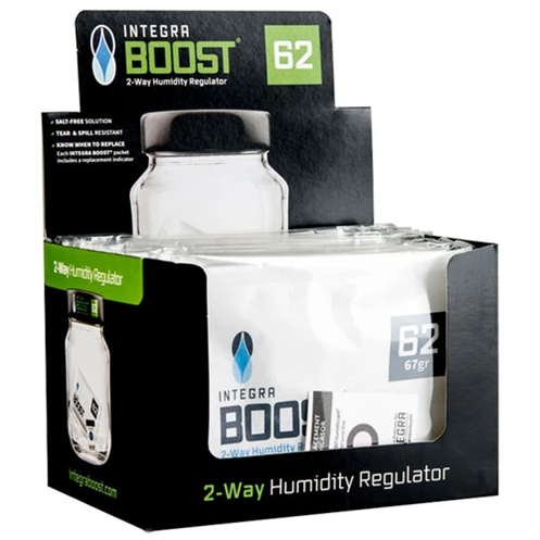 Perfect for retail purposes or dispensary jars that regularly opened throughout the day, patented Integra BOOST® 67 gram packet with humidity indicator will expertly manage humidity levels—preserving the life of your herbal medicine you’re storing. BOOST® products are salt-free, spill-proof and FDA-food grade complaint 