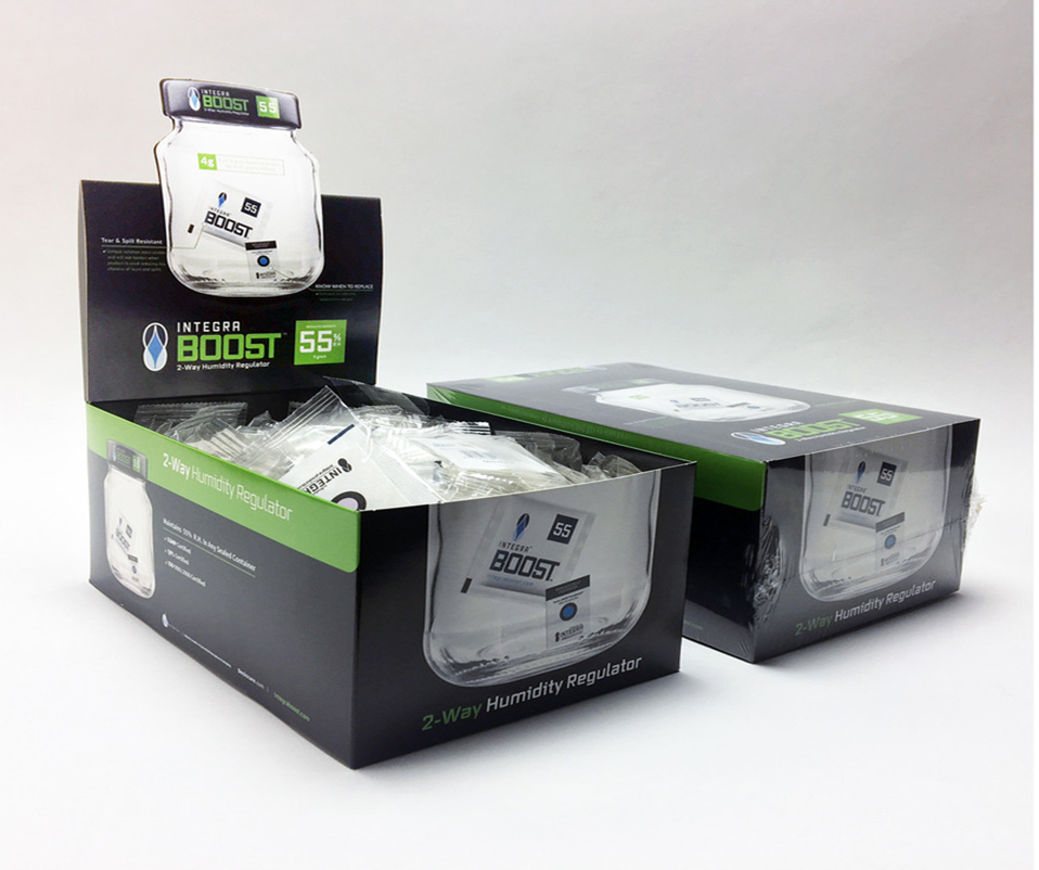 Preserve, prolong and protect herbal medicines, tobacco and cannabis supplies! Desiccare individually wrapped 8-gram Integra BOOST® 2-way humidity control packs with HIC's are retail packaged and available in 55%, 62%, 69% and 72% rH styles. FDA-compliant, 99% biodegradable, non-toxic and salt free. 